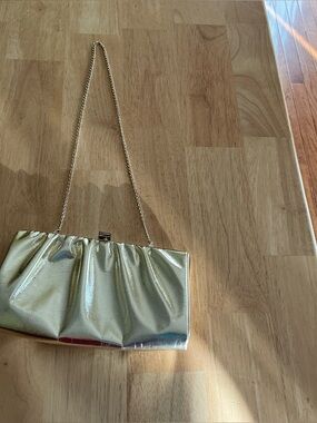 Gold Metallic Chain Strap Clutch - Women Bags